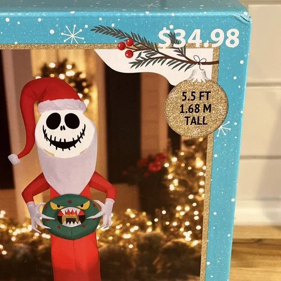 Jack Skellington Light Up Inflatable 5.5 FT Santa Nightmare Before Christmas - Picture 5 of 11